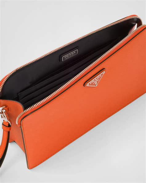 Papaya Saffiano Leather Pouch 